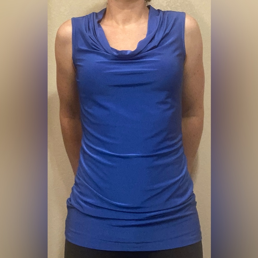 Royal Blue Ruched Sleeveless Cowl Neck Top Women’s Sz XS